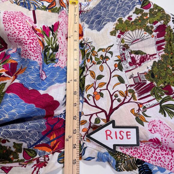 NWT Nicole Miller Wide Leg Pants Size XL 100% Linen European Flax Floral Coastal - Picture 4 of 9